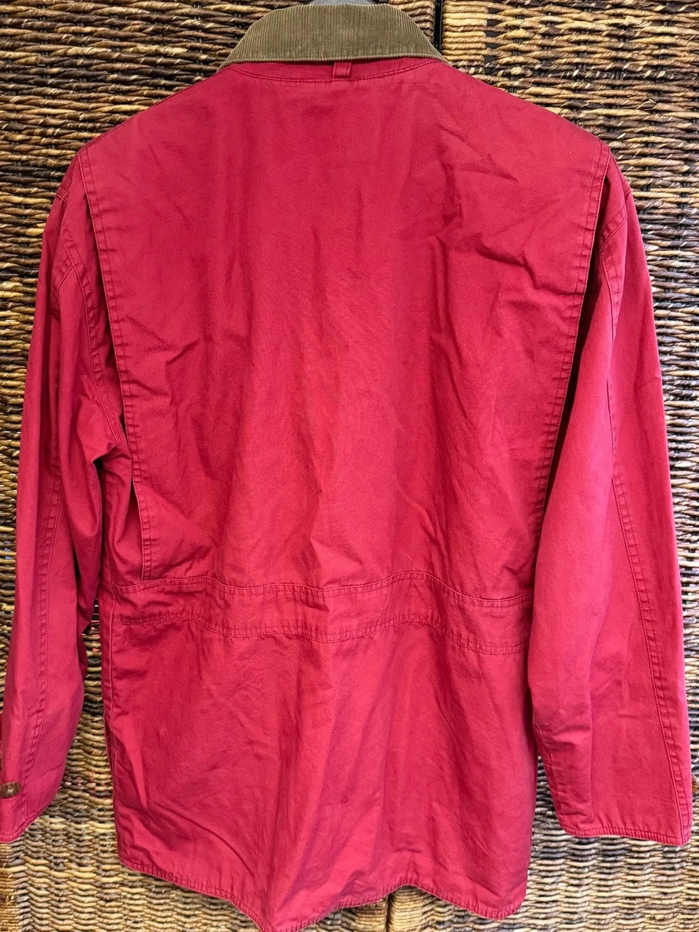J. Crew Vintage Men’s Red Jacket with Tan Corduroy Collar- Chore Jacket, XSmall